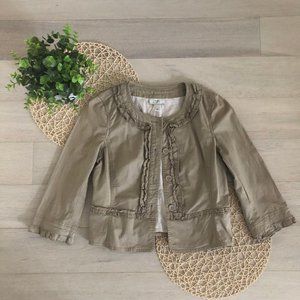 LOFT Tan Ruffle Trim Jacket